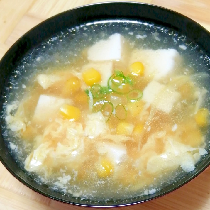 玉ねぎとコーンのトロ～リ卵スープ☆中華風味